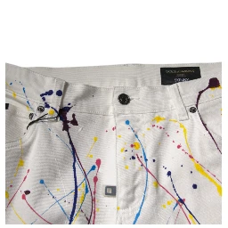 White Color Splash Print Skinny Denim Jeans