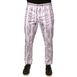 White Stripe Cotton Dress Skinny Pants