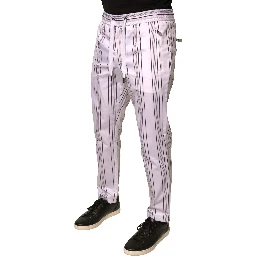 White Stripe Cotton Dress Skinny Pants