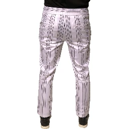 White Stripe Cotton Dress Skinny Pants