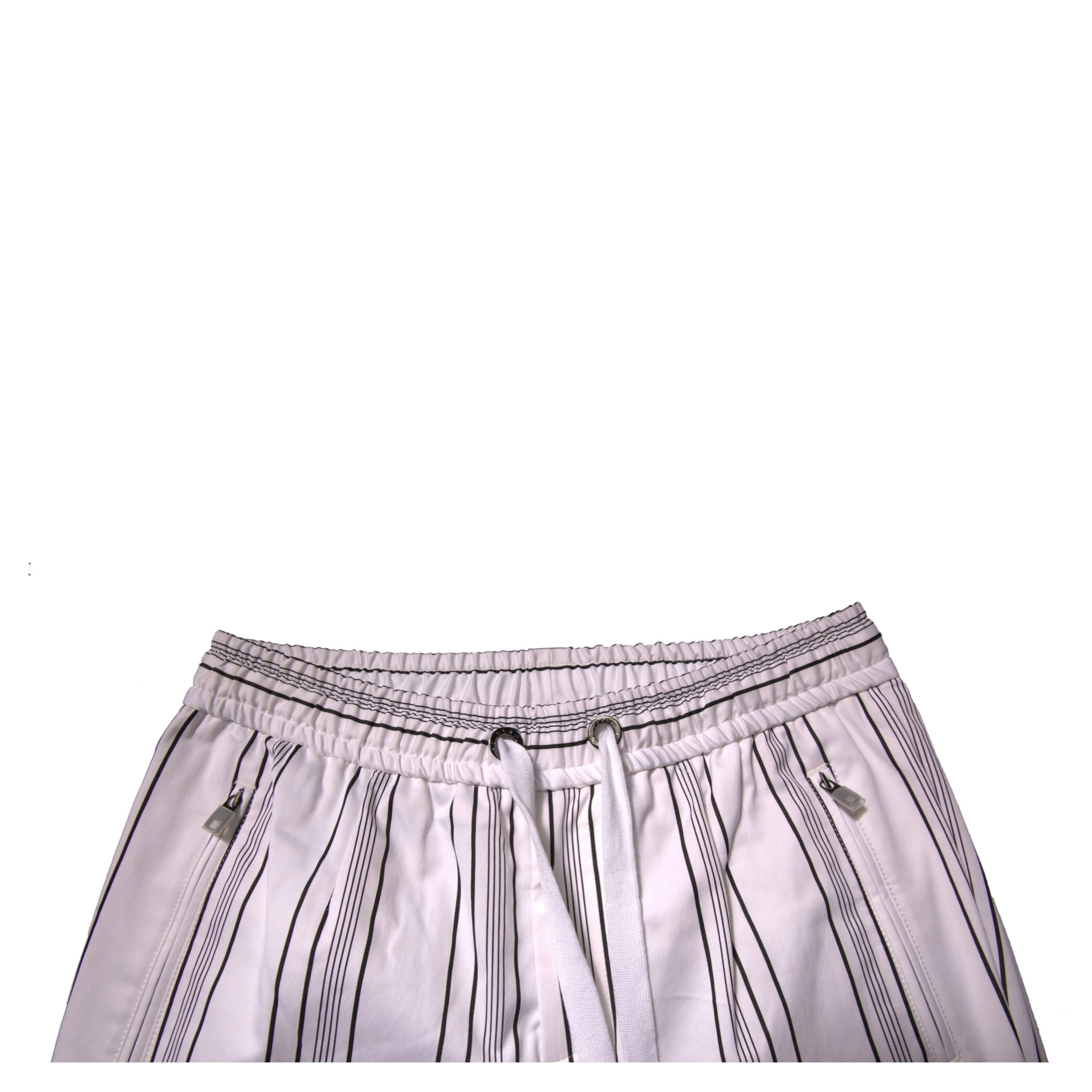 White Stripe Cotton Dress Skinny Pants