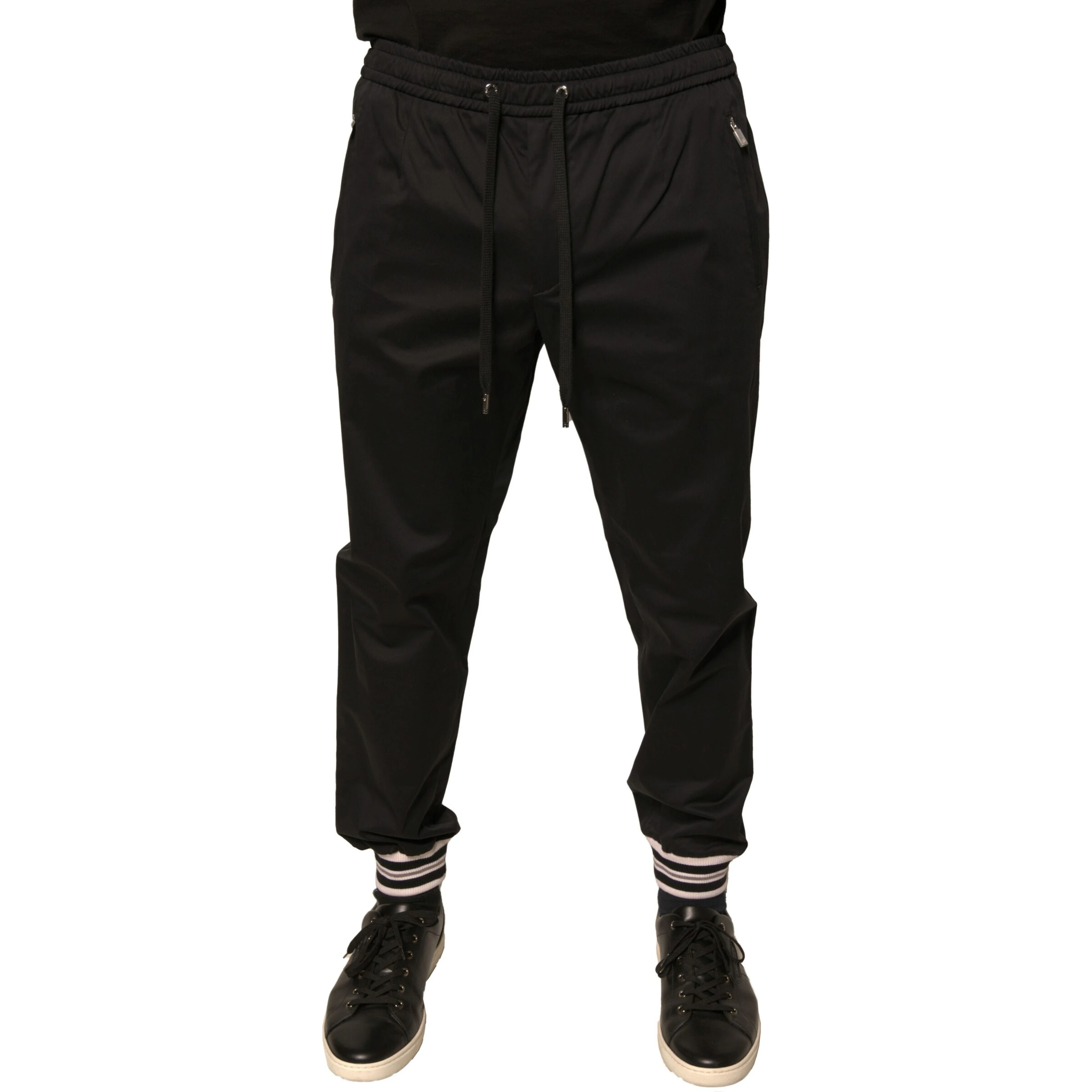 Black Cotton Stretch Jogger Sweatpants Pants
