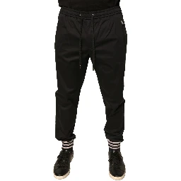 Black Cotton Stretch Jogger Sweatpants Pants