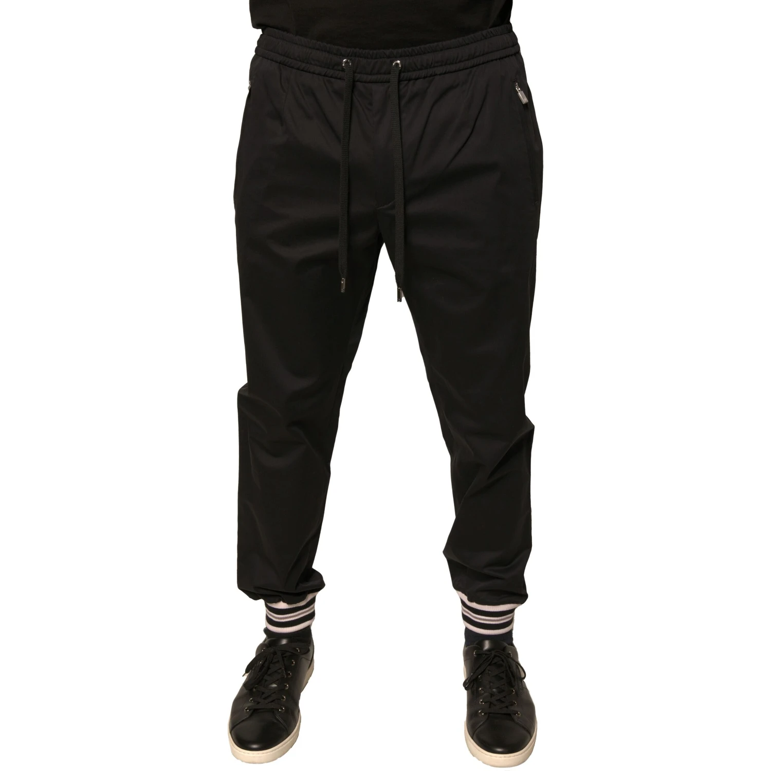 Black Cotton Stretch Jogger Sweatpants Pants