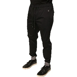 Black Cotton Stretch Jogger Sweatpants Pants