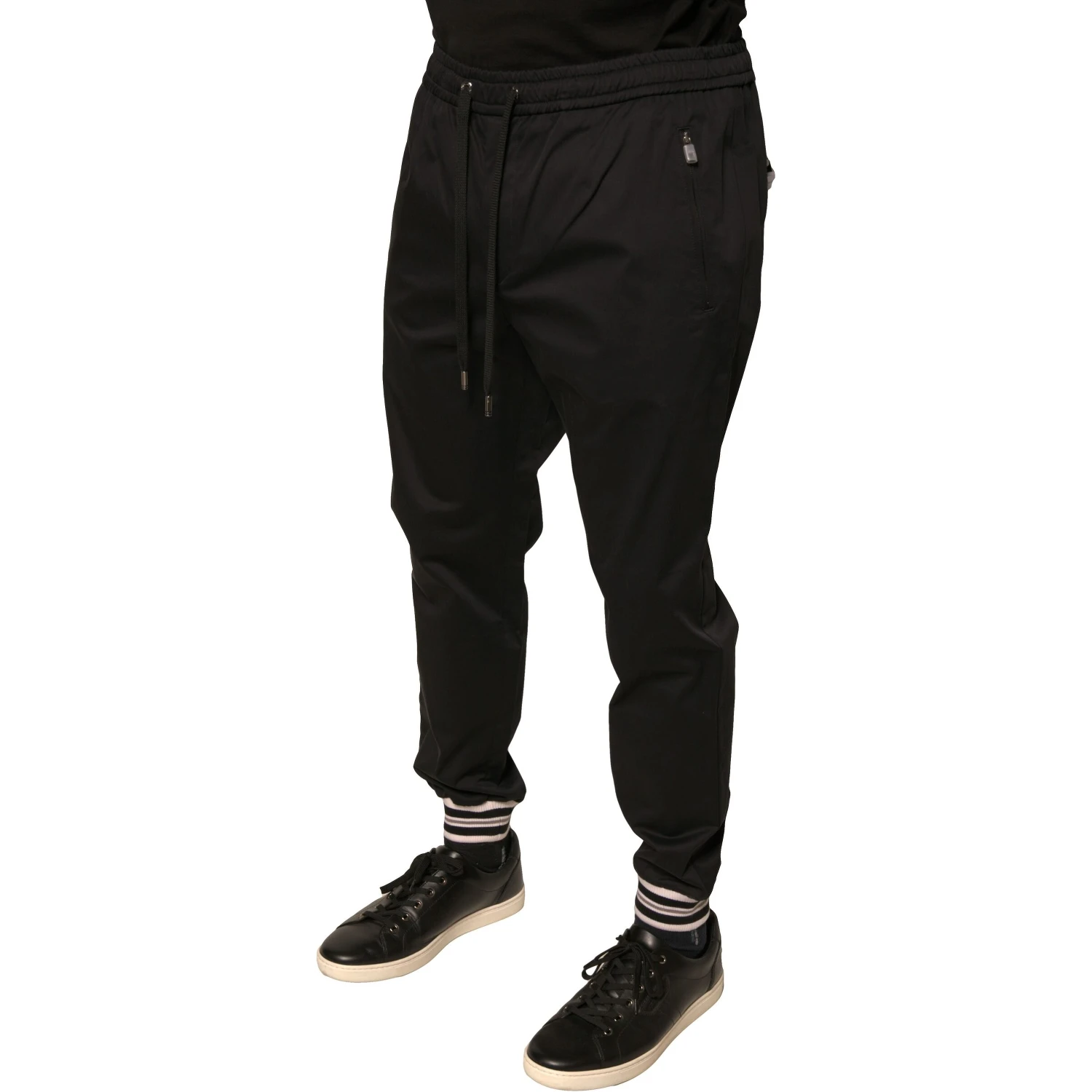 Black Cotton Stretch Jogger Sweatpants Pants