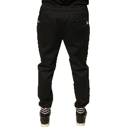 Black Cotton Stretch Jogger Sweatpants Pants