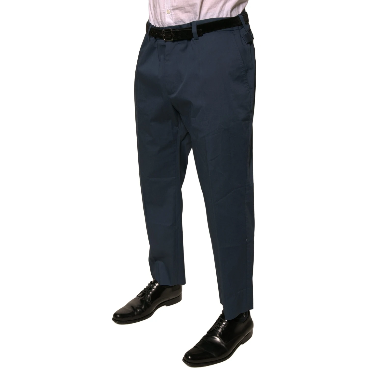 Blue Cotton Men Skinny Dress Pants