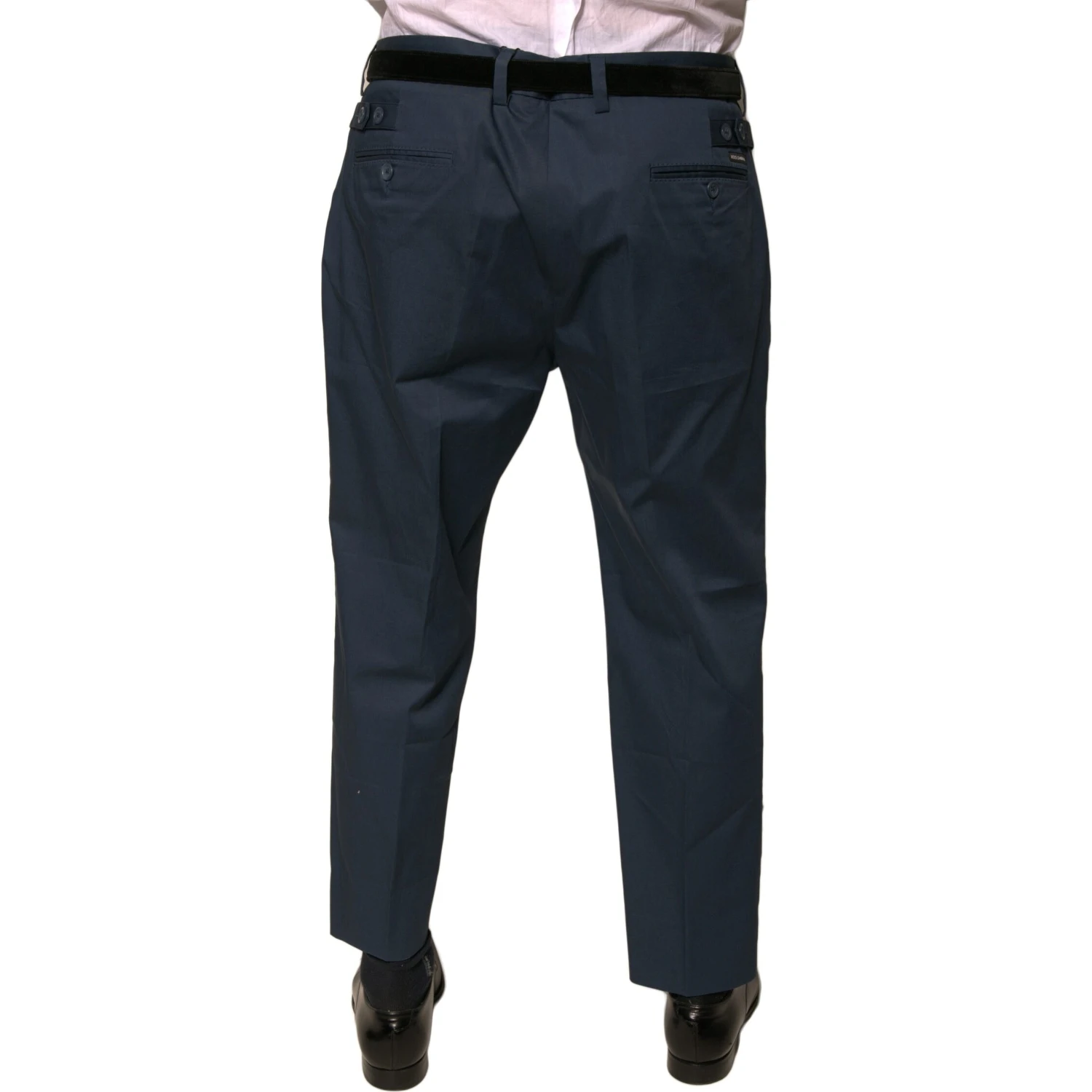 Blue Cotton Men Skinny Dress Pants