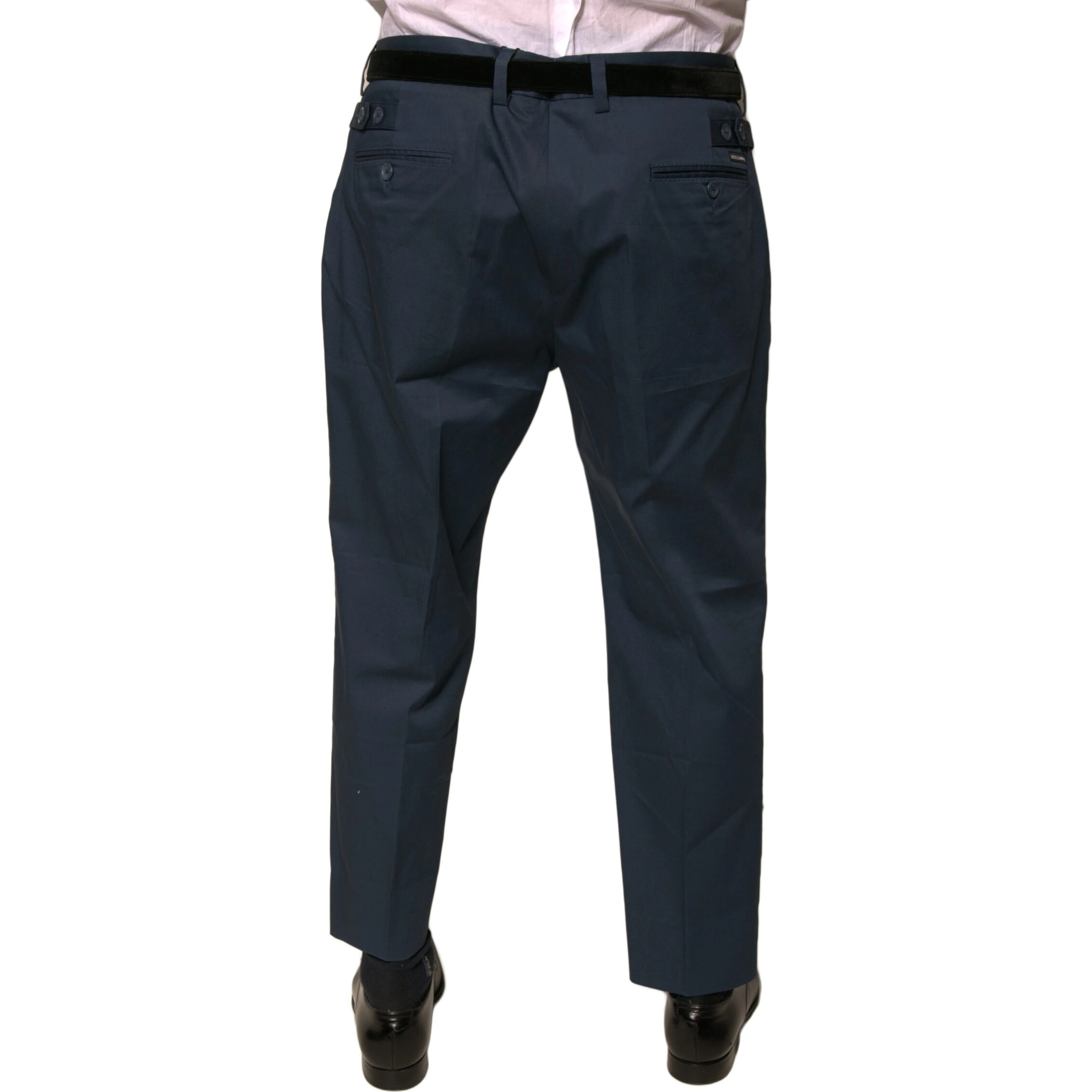 Blue Cotton Men Skinny Dress Pants