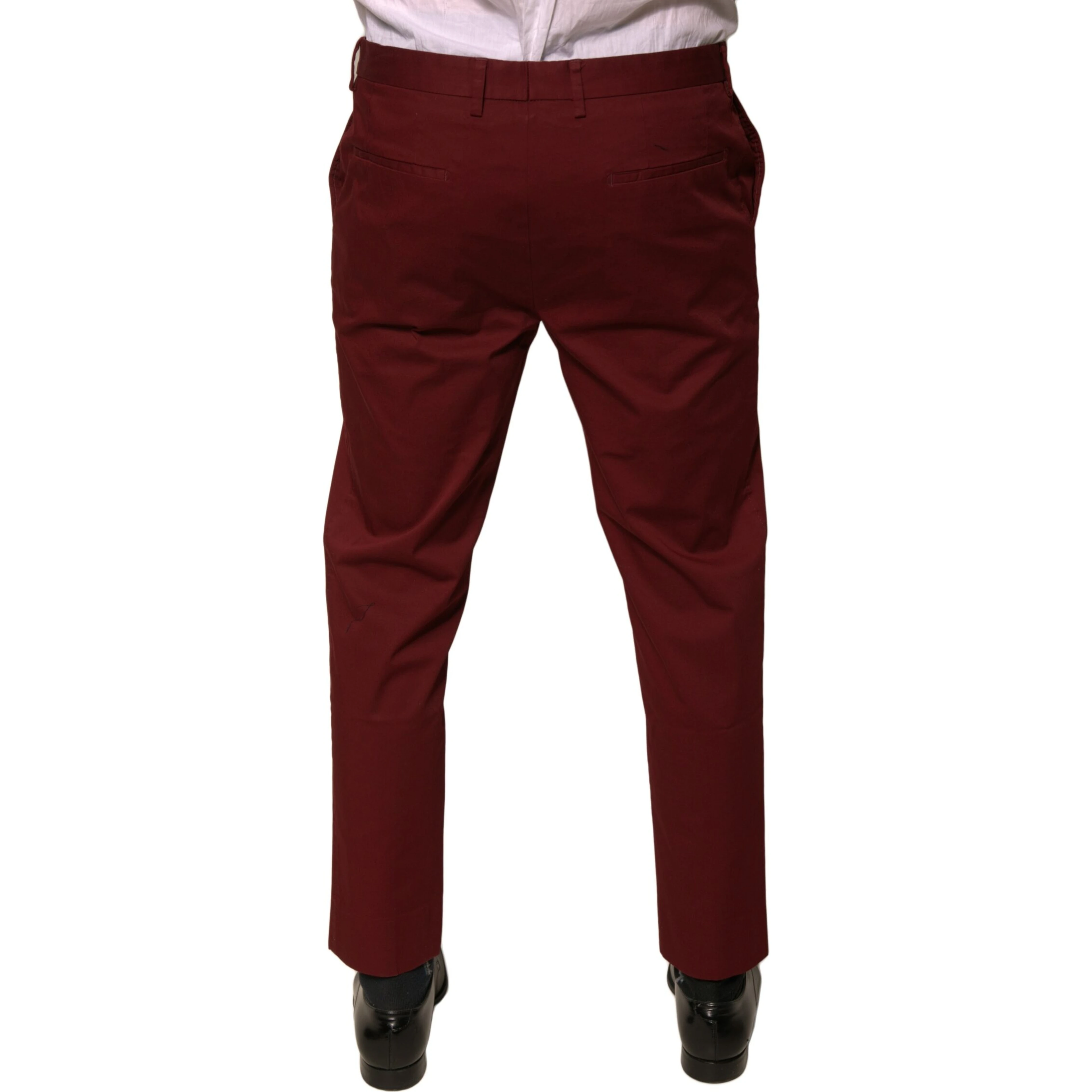 Maroon Cotton Men Skinny Dress Pants