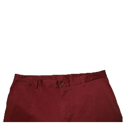 Maroon Cotton Men Skinny Dress Pants