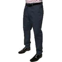 Dark Blue Cotton Stretch Skinny Men Dress Pants