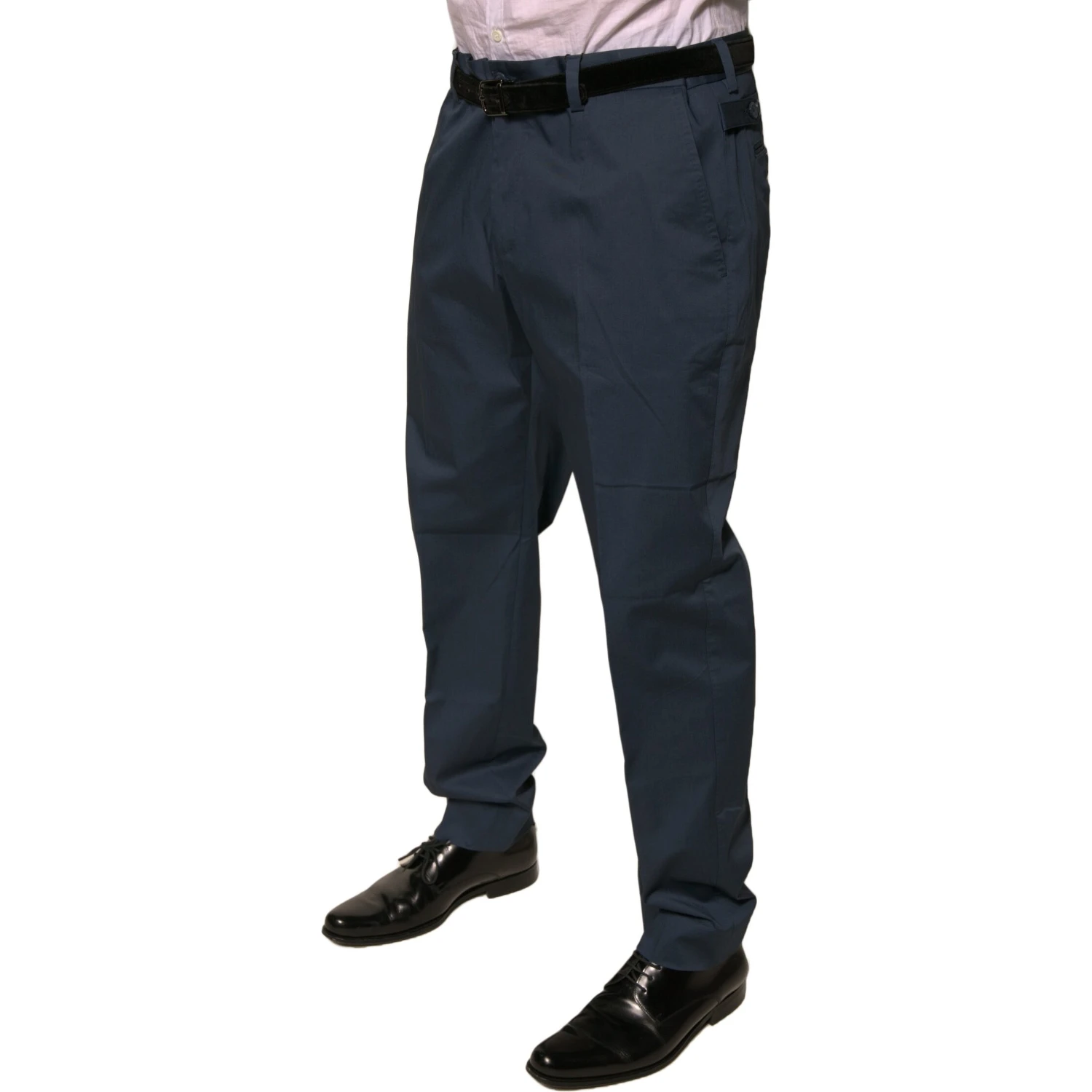 Dark Blue Cotton Stretch Skinny Men Dress Pants
