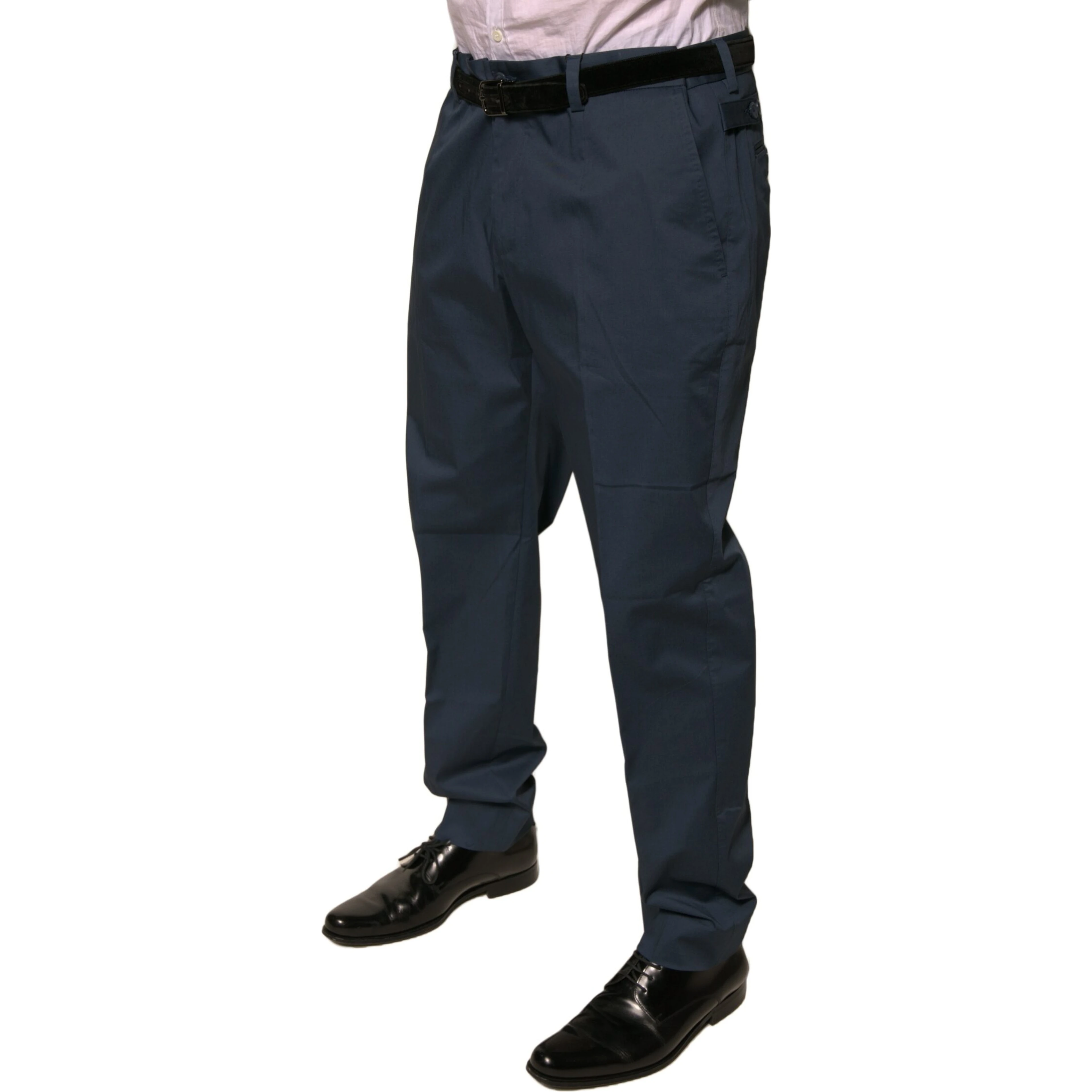 Dark Blue Cotton Stretch Skinny Men Dress Pants