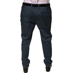 Dark Blue Cotton Stretch Skinny Men Dress Pants