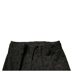 Black Brocade Polyester Skinny Men Dress Pants