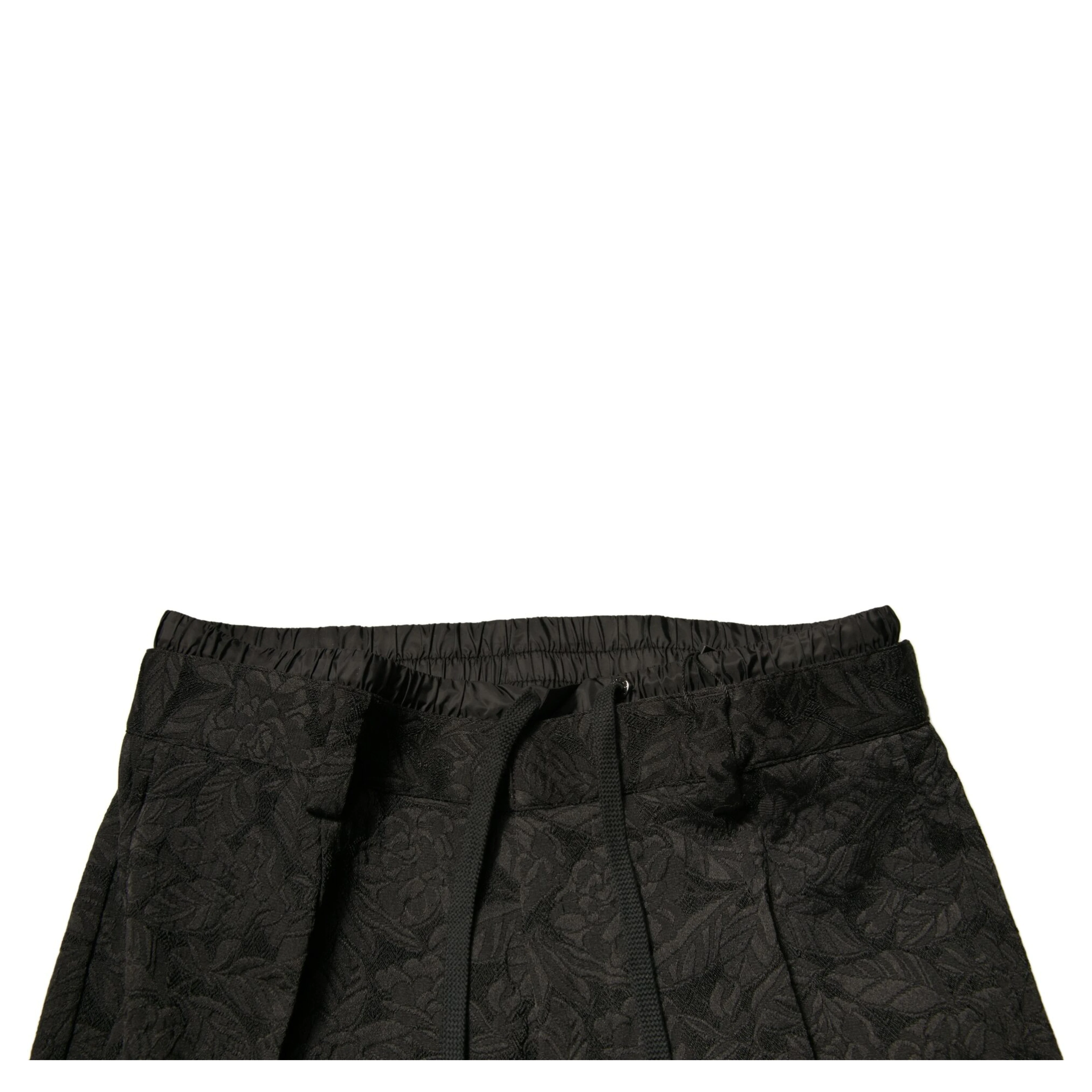 Black Brocade Polyester Skinny Men Dress Pants