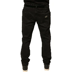 Black Ripped Logo Cotton Skinny Denim Jeans