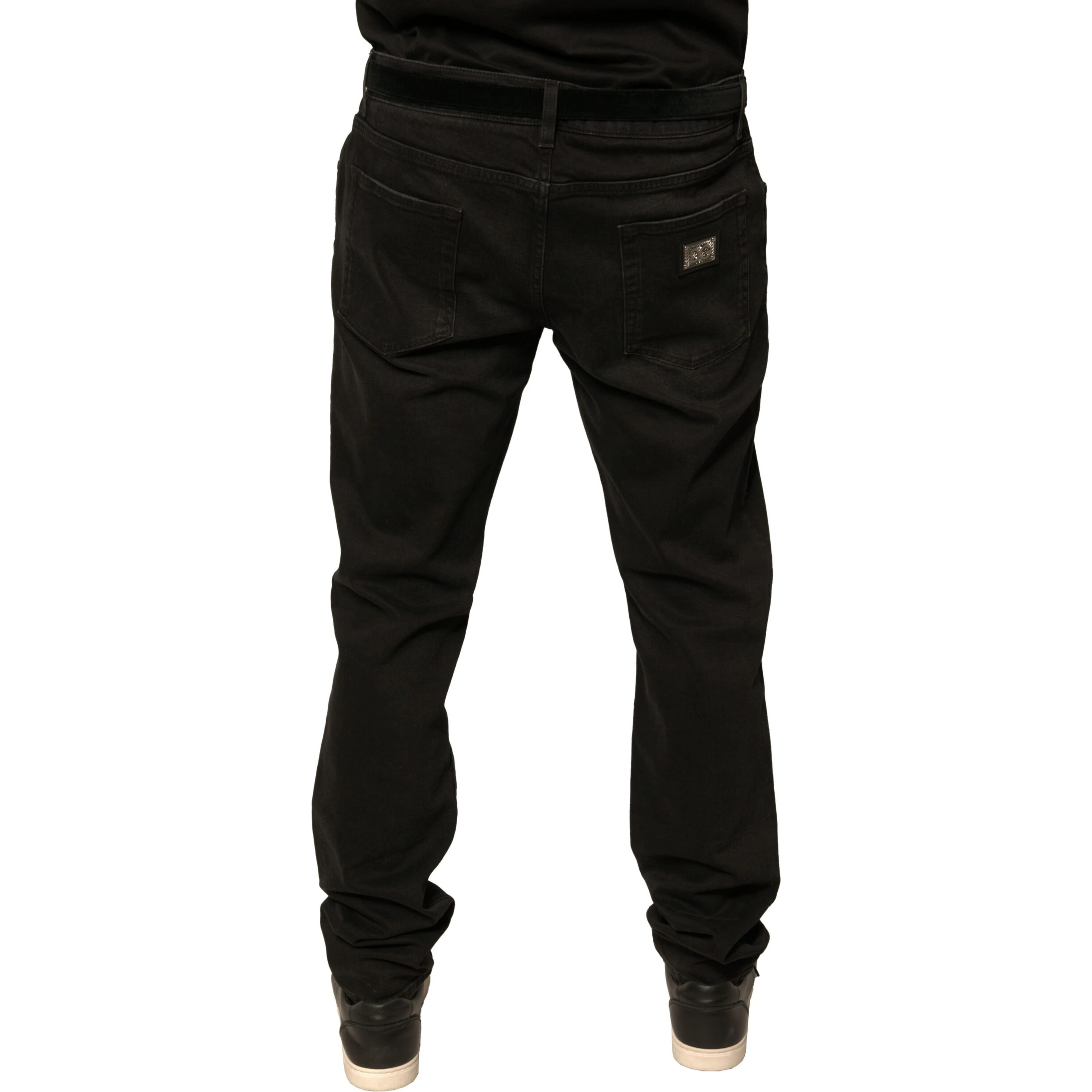 Black Ripped Logo Cotton Skinny Denim Jeans