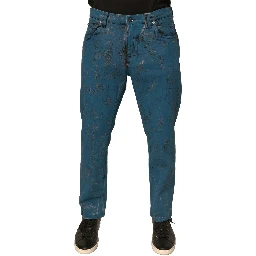 Blue Logo Cotton Stretch Skinny Denim Jeans