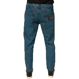 Blue Logo Cotton Stretch Skinny Denim Jeans