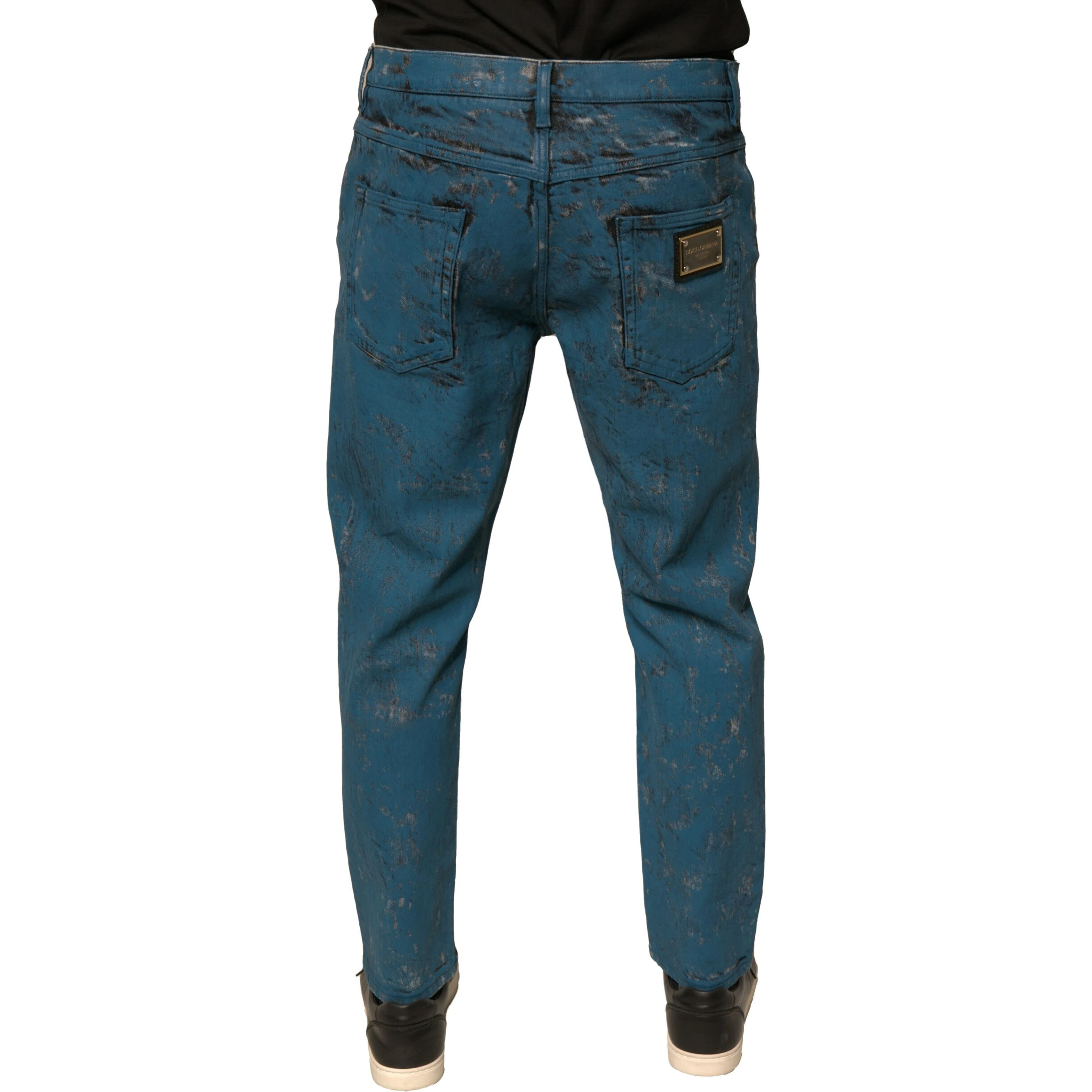 Blue Logo Cotton Stretch Skinny Denim Jeans
