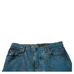 Blue Logo Cotton Stretch Skinny Denim Jeans