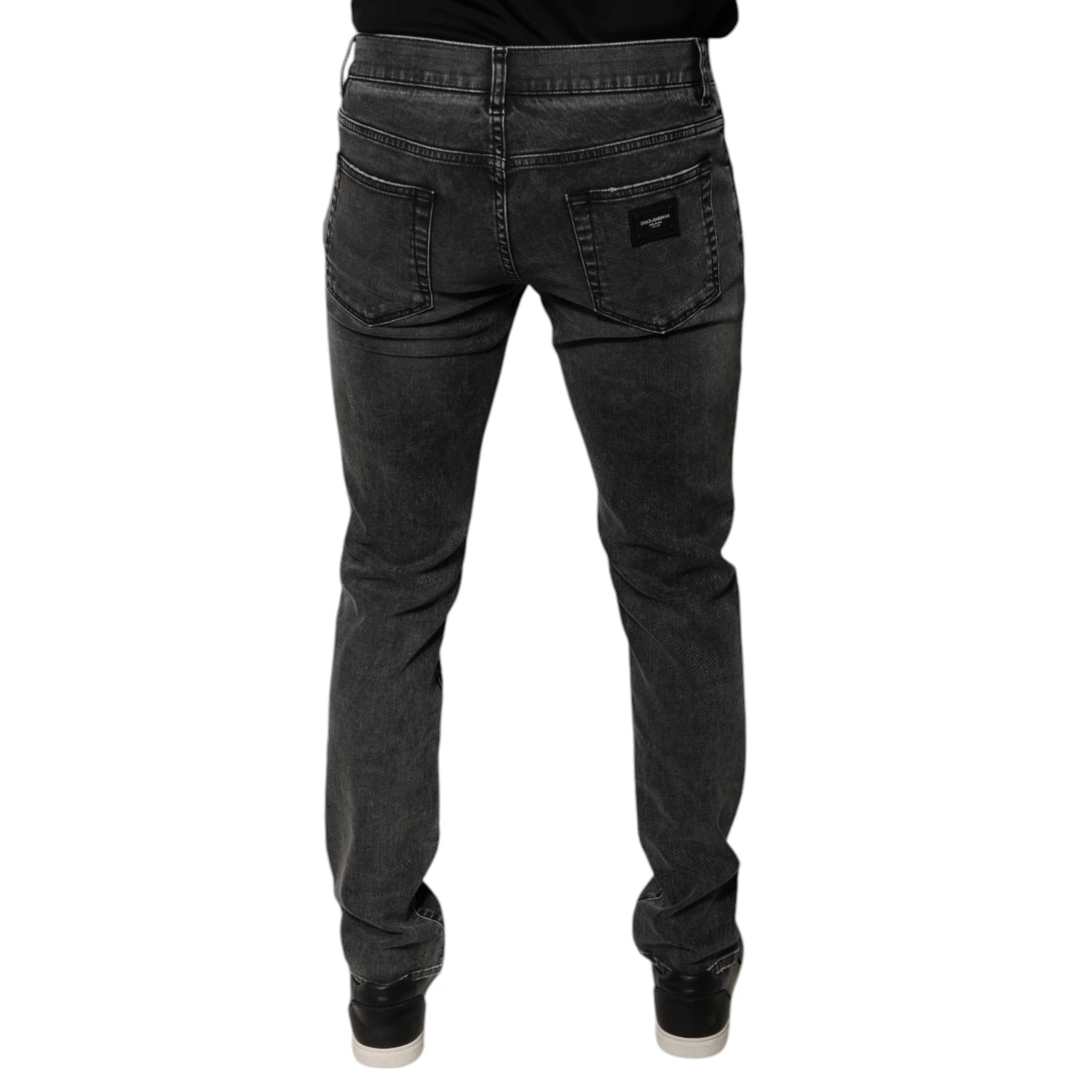 Black Logo Cotton Stretch Skinny Denim Pants