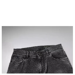 Black Logo Cotton Stretch Skinny Denim Pants