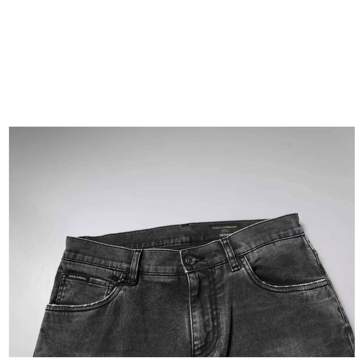 Black Logo Cotton Stretch Skinny Denim Pants