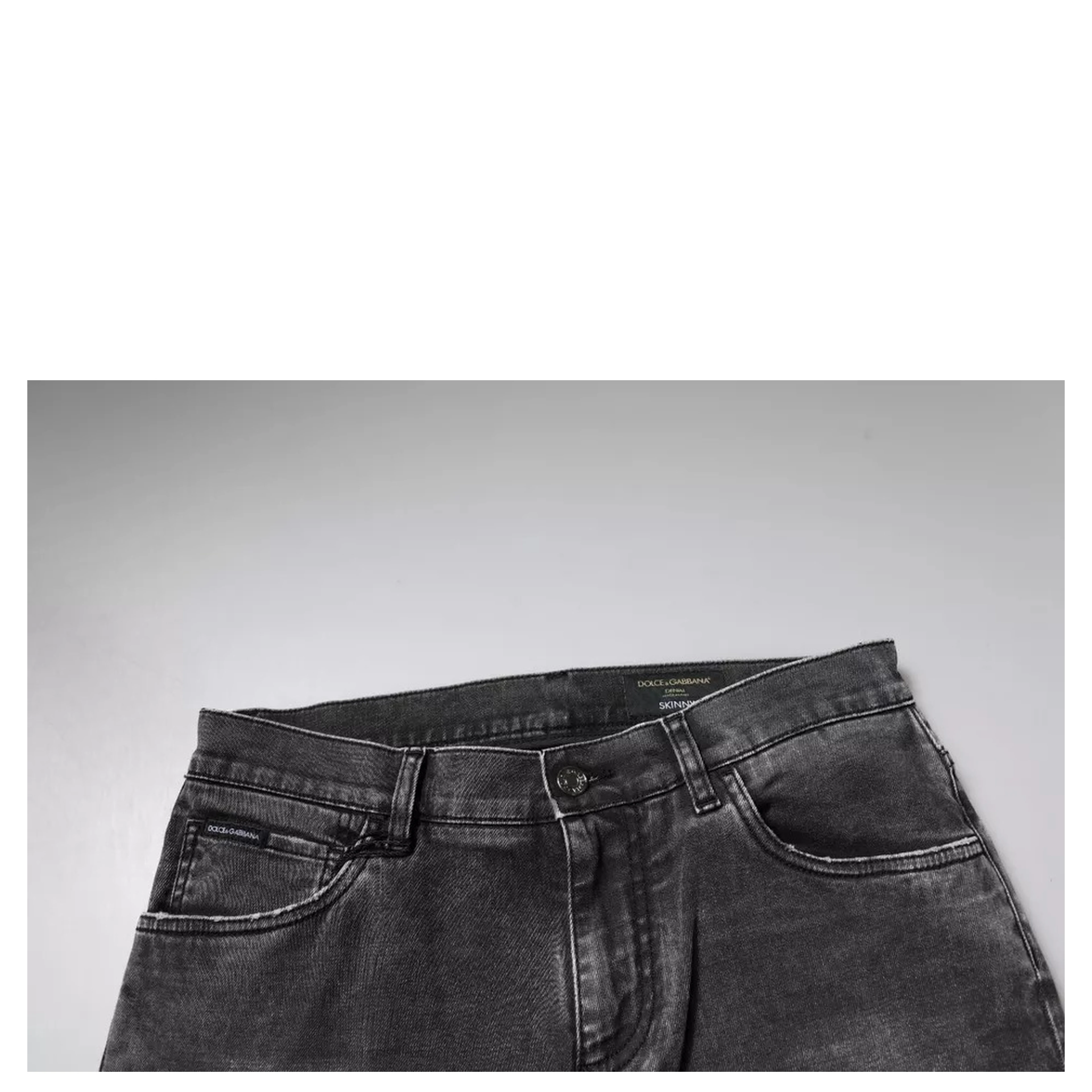 Black Logo Cotton Stretch Skinny Denim Pants