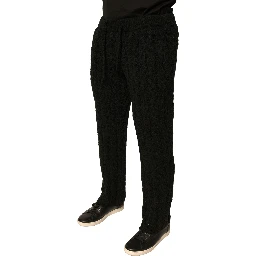 Black Wool Knitted Skinny Pants