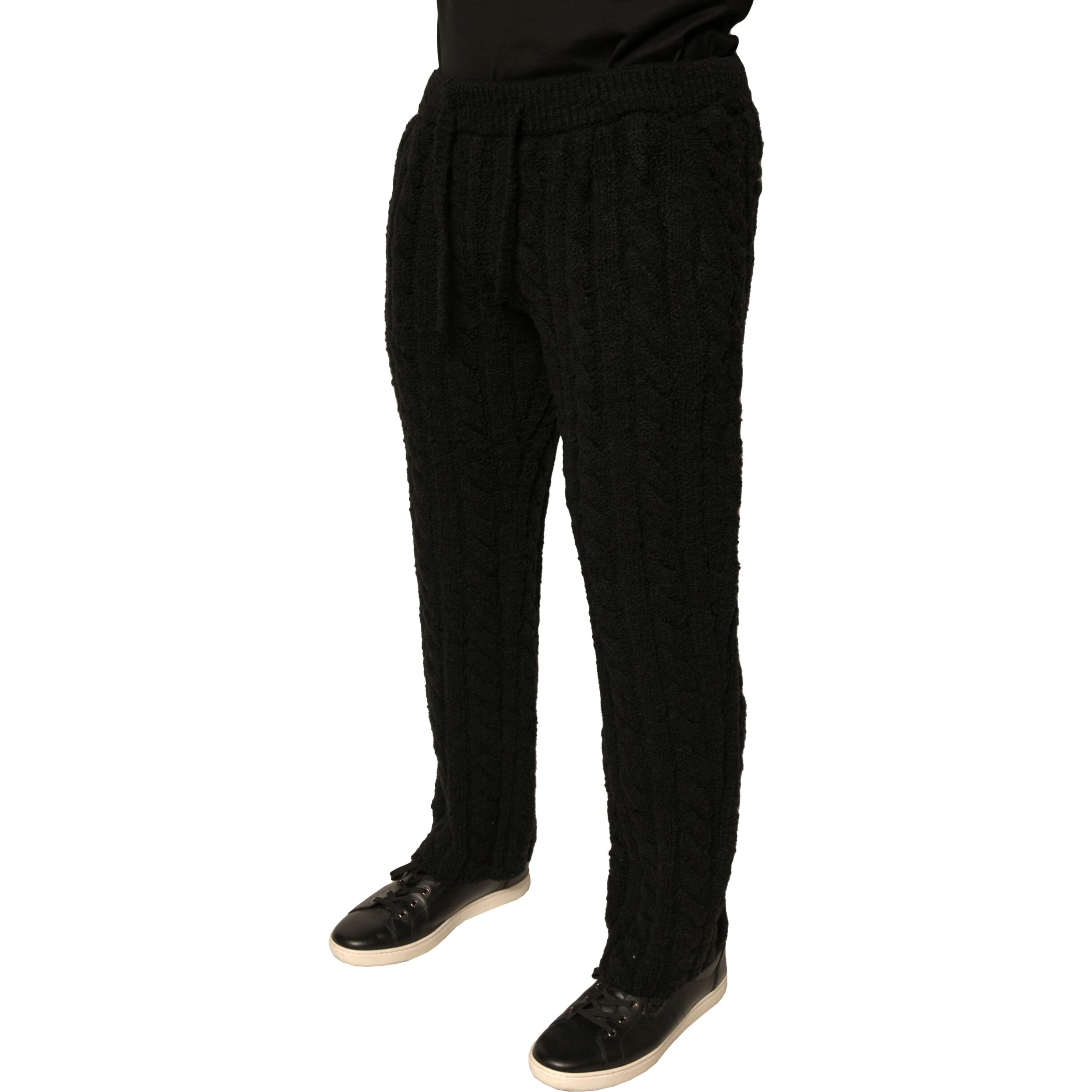 Black Wool Knitted Skinny Pants