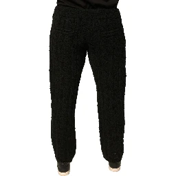 Black Wool Knitted Skinny Pants