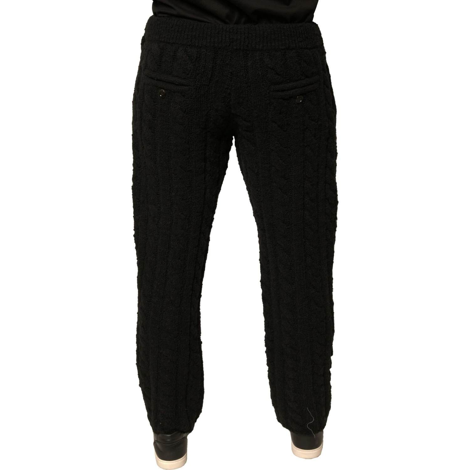 Black Wool Knitted Skinny Pants