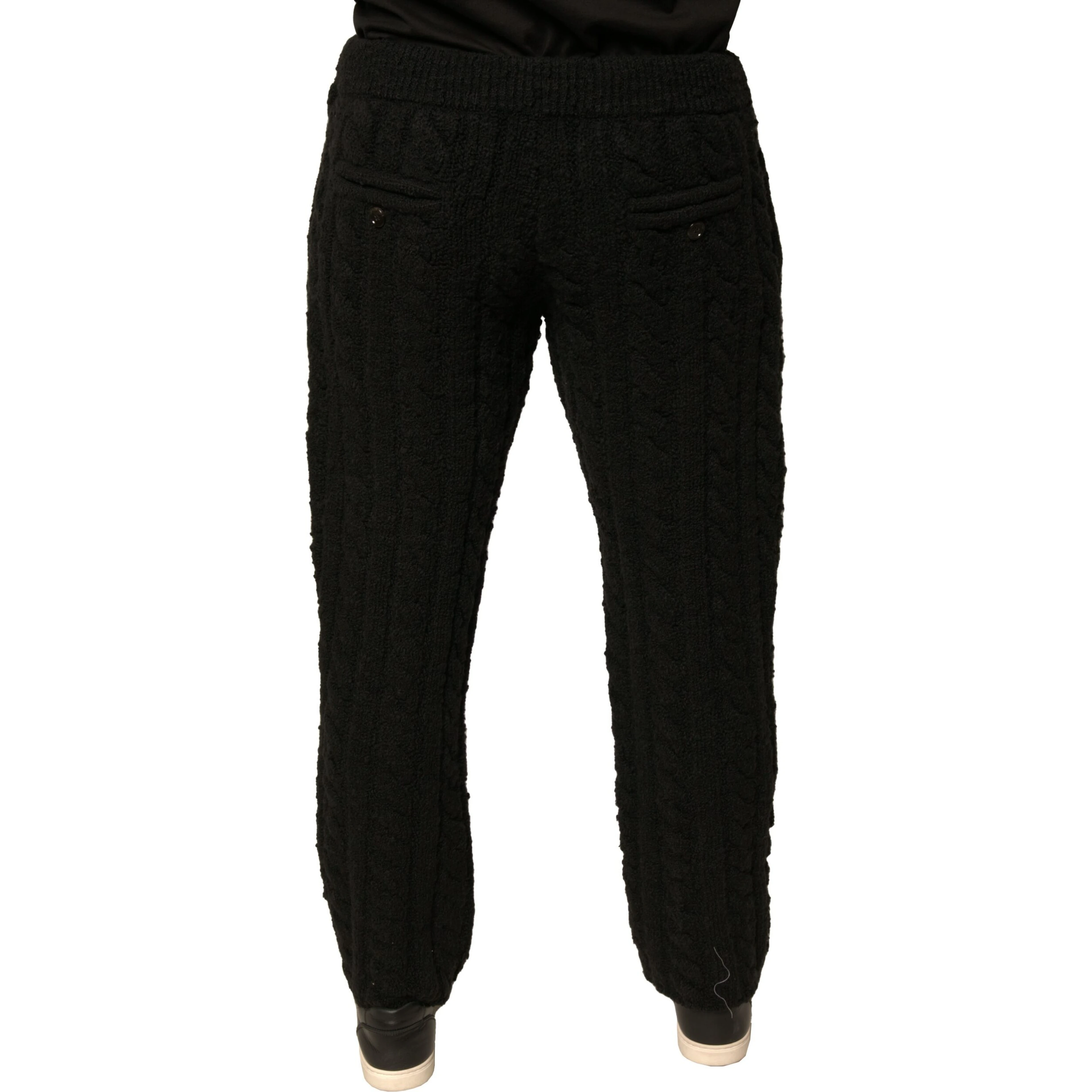 Black Wool Knitted Skinny Pants