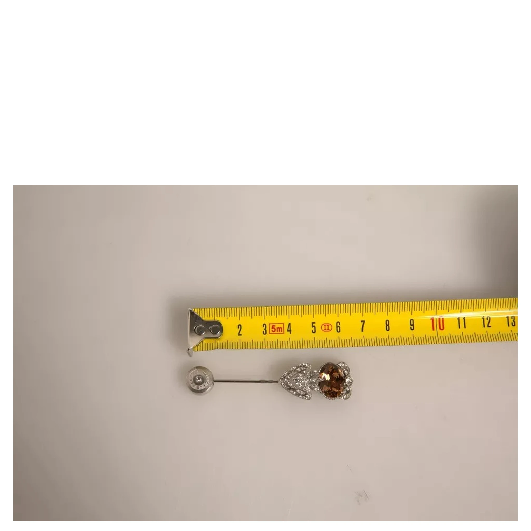 Silver 925 Sterling Silver Crystals Pin Collar Brooch