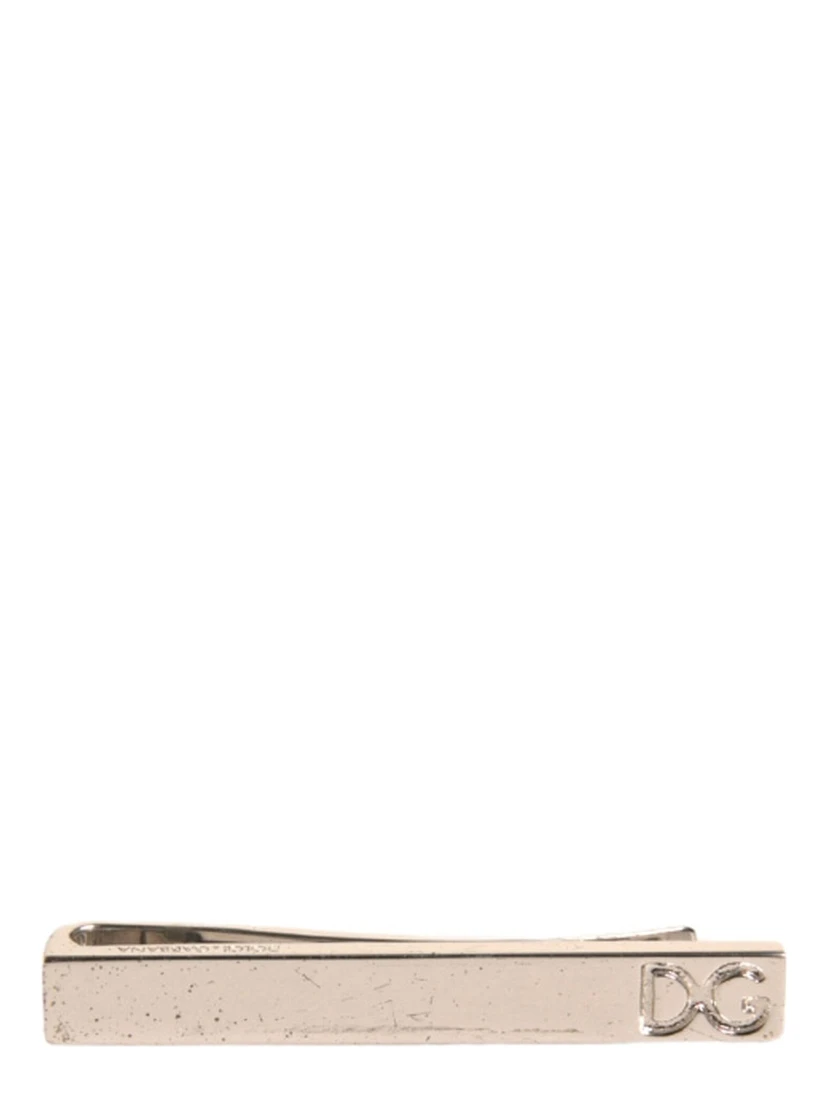 Silver Tone Brass Logo Branded Tie Clip Bar