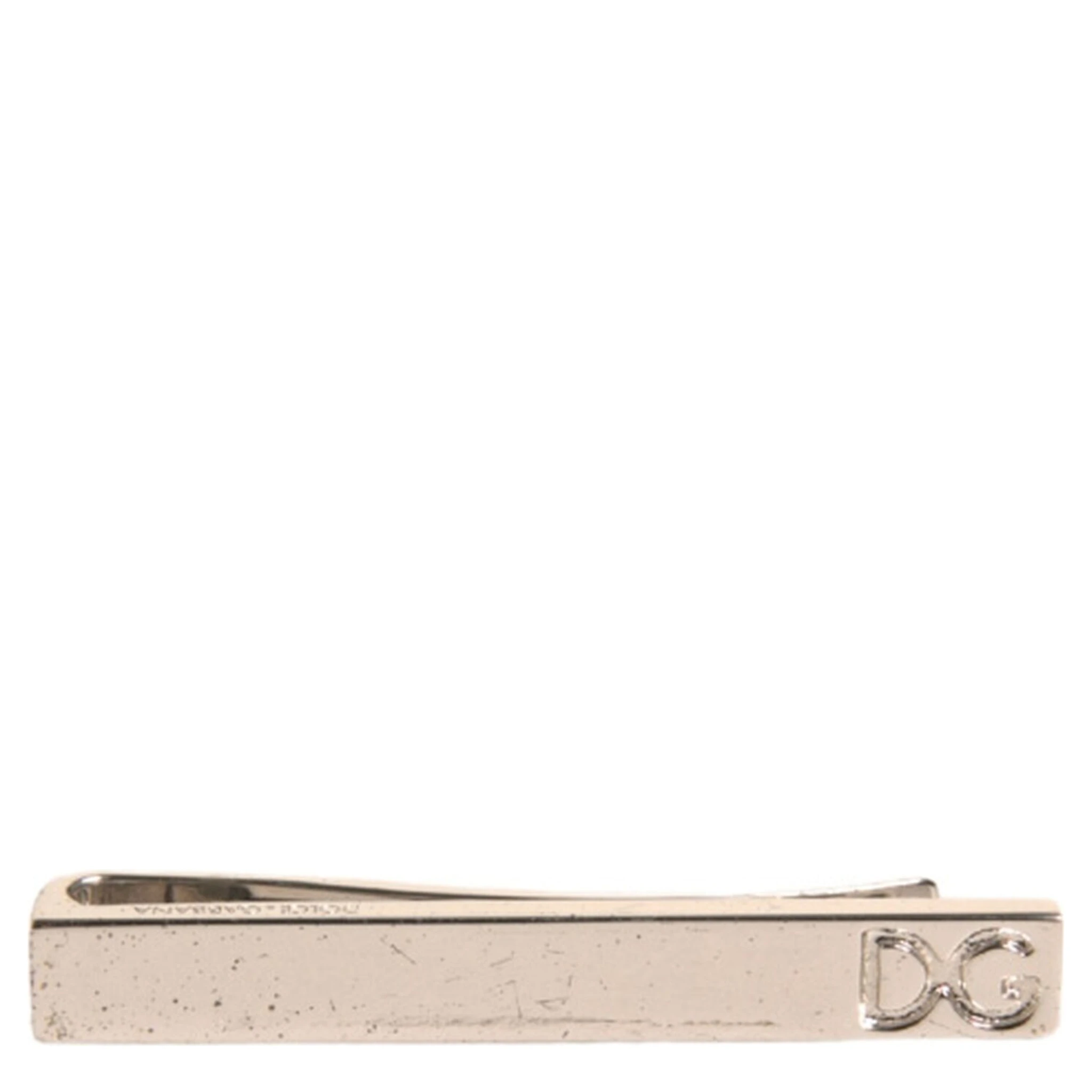 Silver Tone Brass Logo Branded Tie Clip Bar