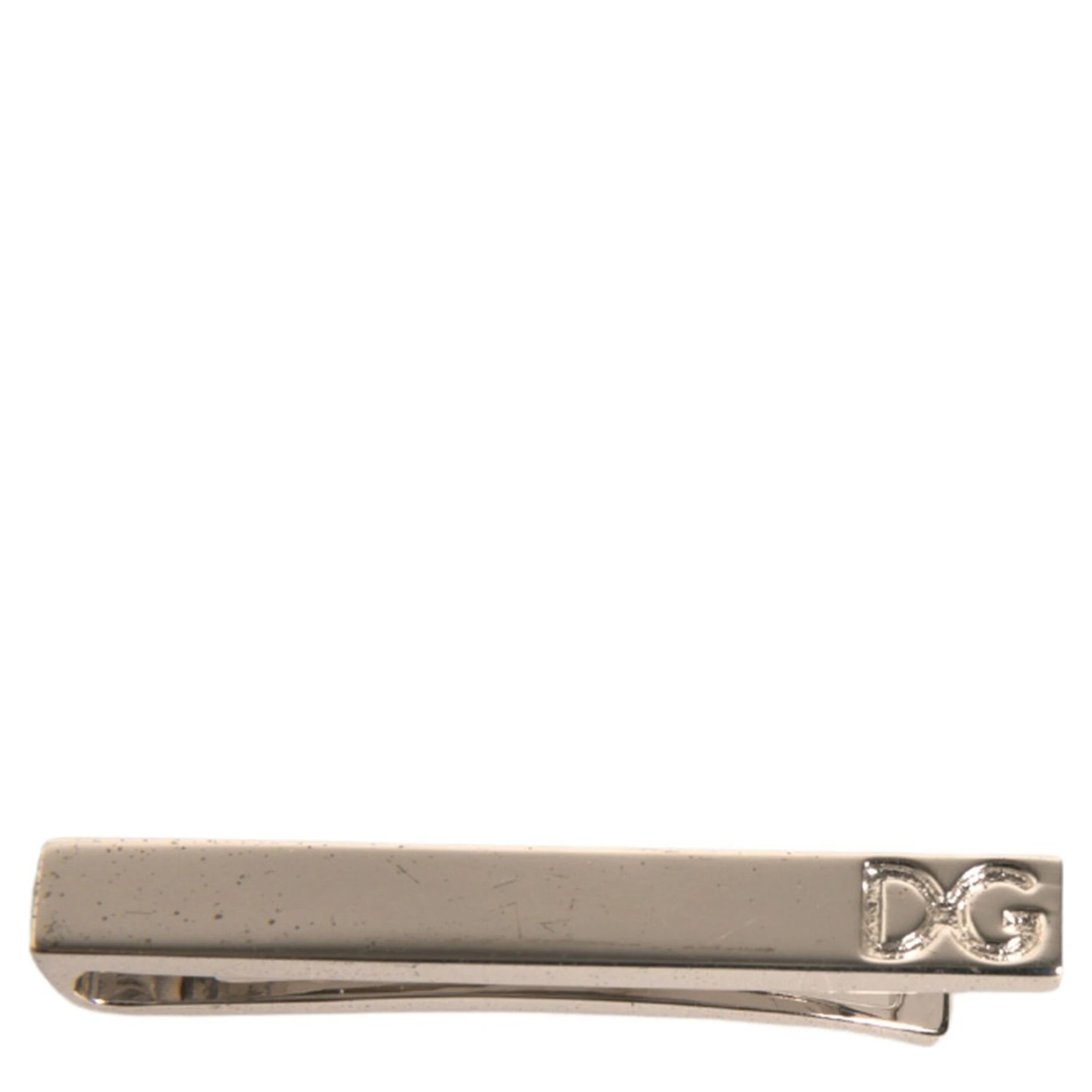 Silver Tone Brass Logo Branded Tie Clip Bar