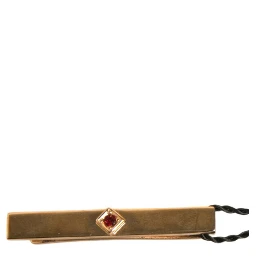 Gold Tone Brass Crystal Branded Tie Clip Bar