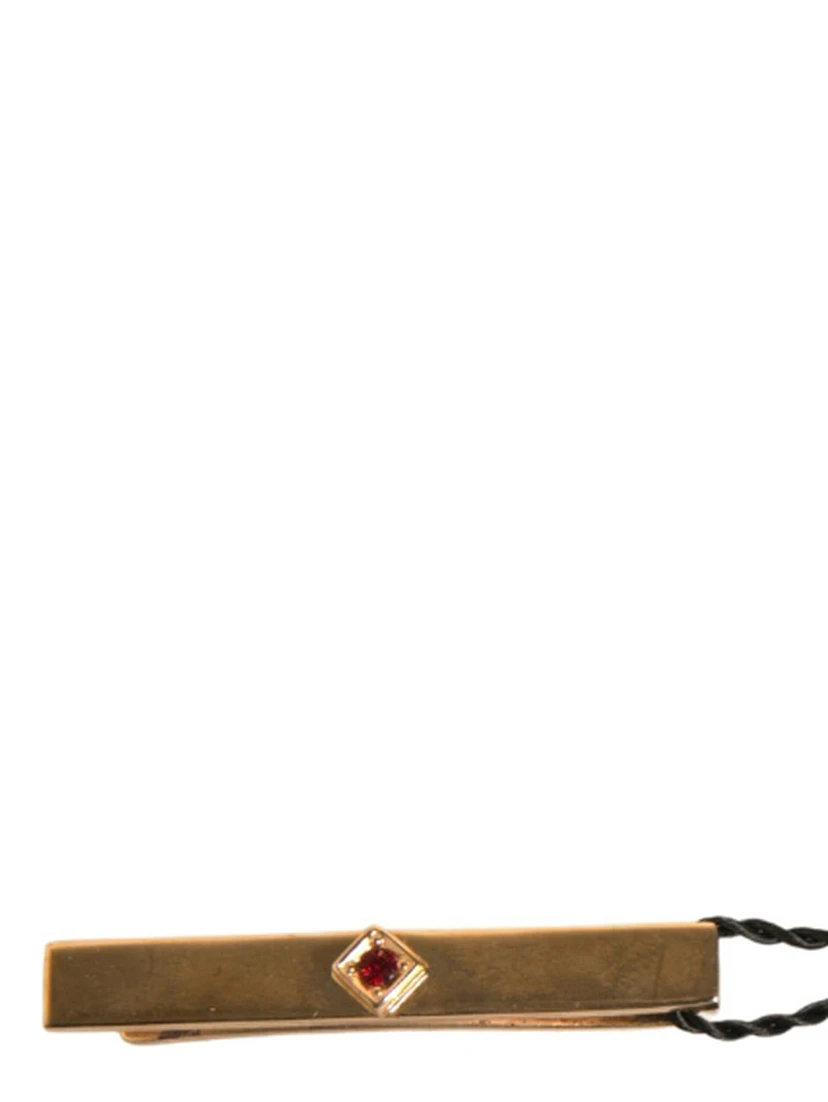 Gold Tone Brass Crystal Branded Tie Clip Bar