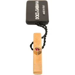 Gold Tone Brass Crystal Branded Tie Clip Bar