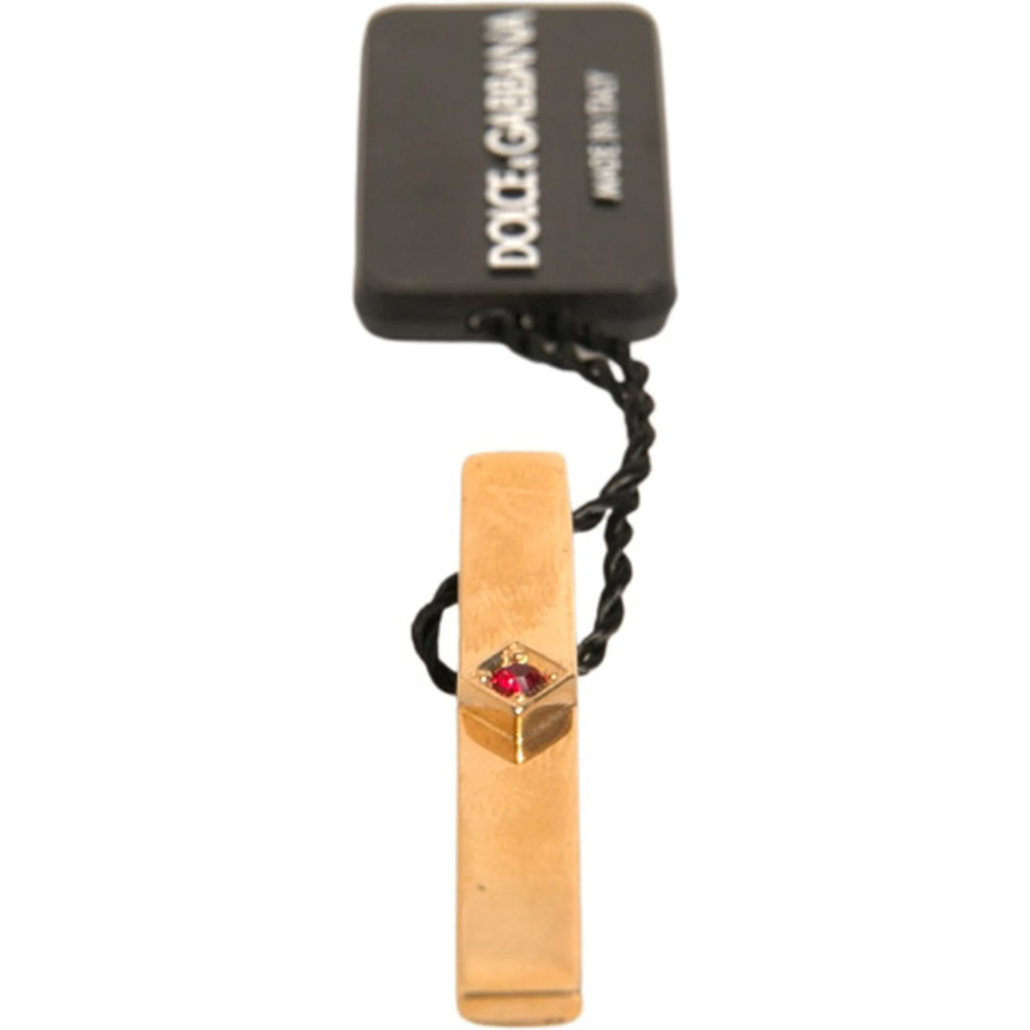 Gold Tone Brass Crystal Branded Tie Clip Bar