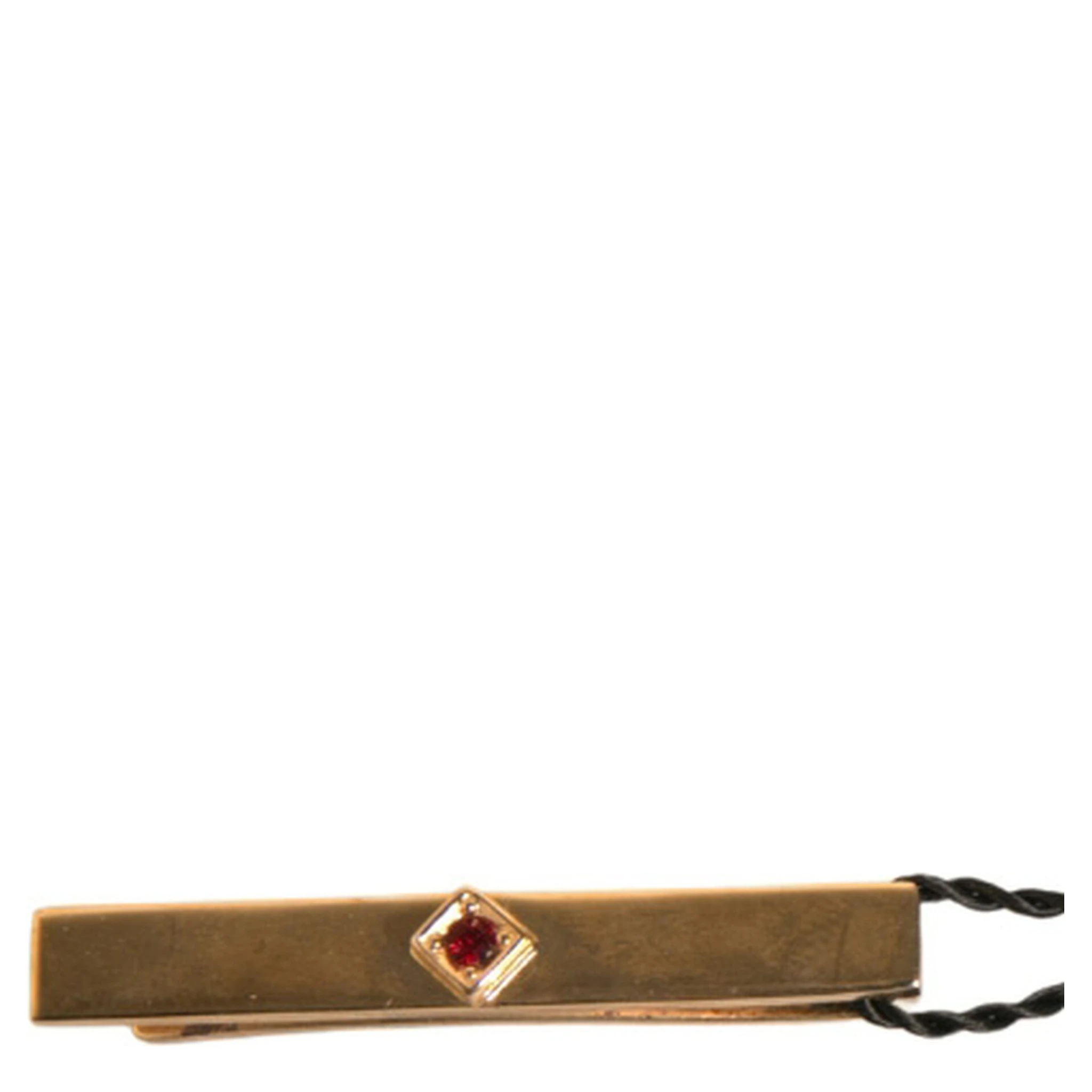 Gold Tone Brass Crystal Branded Tie Clip Bar