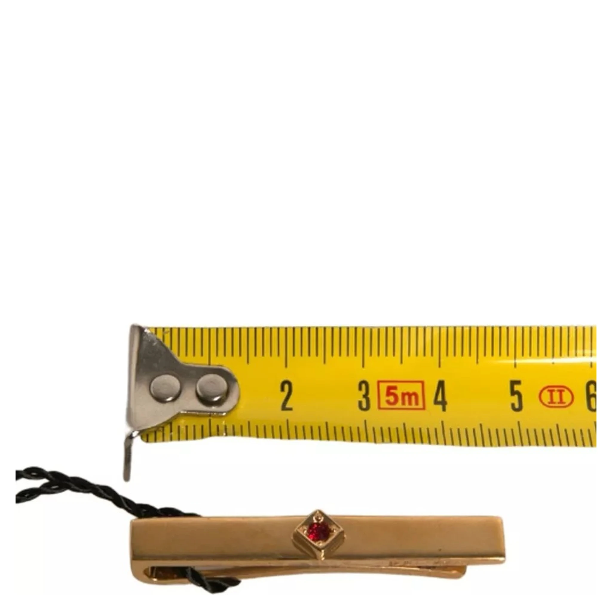 Gold Tone Brass Crystal Branded Tie Clip Bar