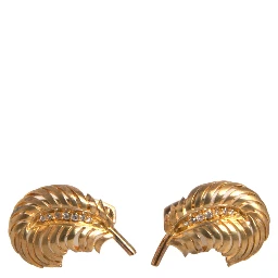 Gold 925 Sterling Silver Crystal Leaf Cufflink