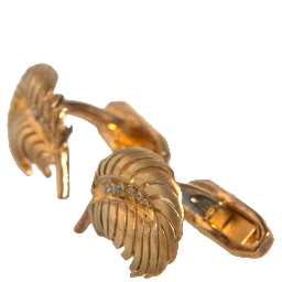 Gold 925 Sterling Silver Crystal Leaf Cufflink