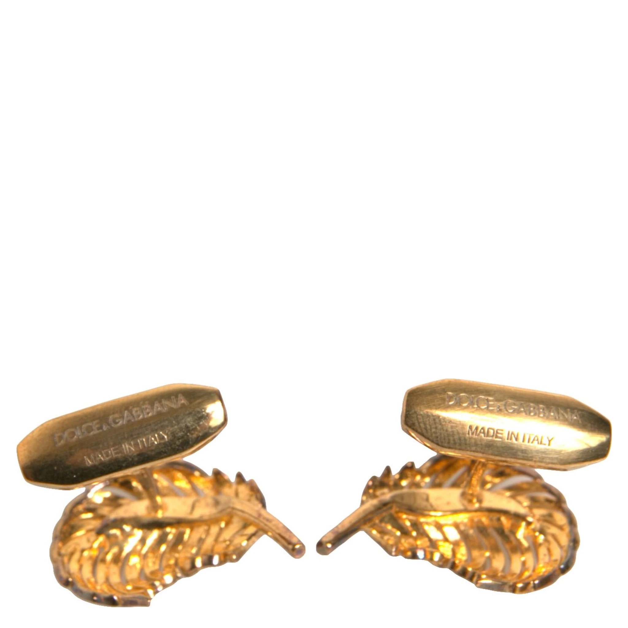 Gold 925 Sterling Silver Crystal Leaf Cufflink